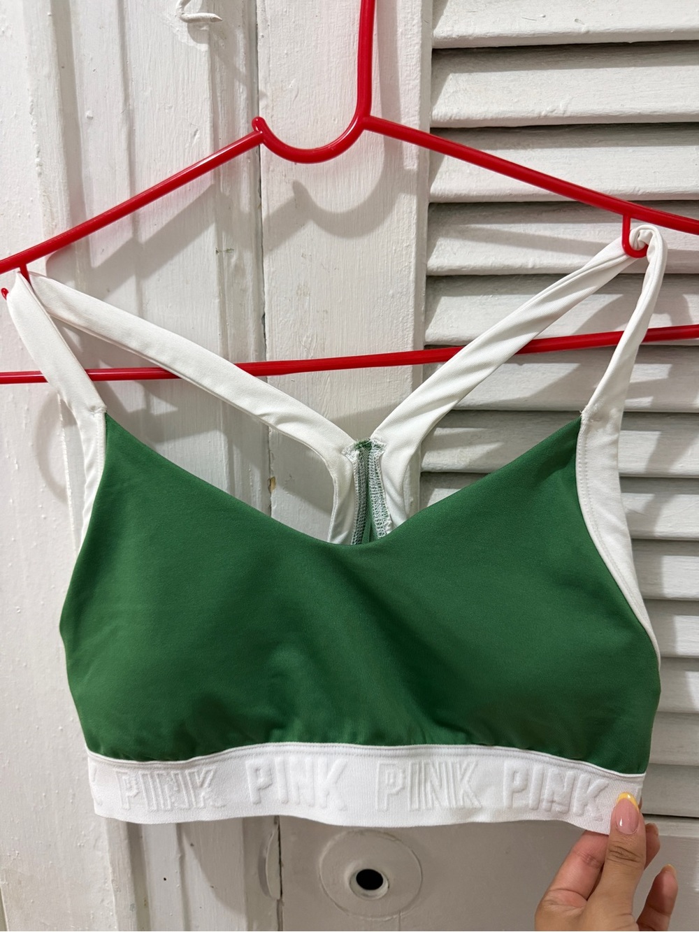 PINK Victoria's Secret Green and White Logo Underband Bralette